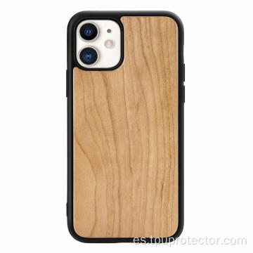 Caja de teléfono de madera de bambú simple a prueba de golpes para iPhone